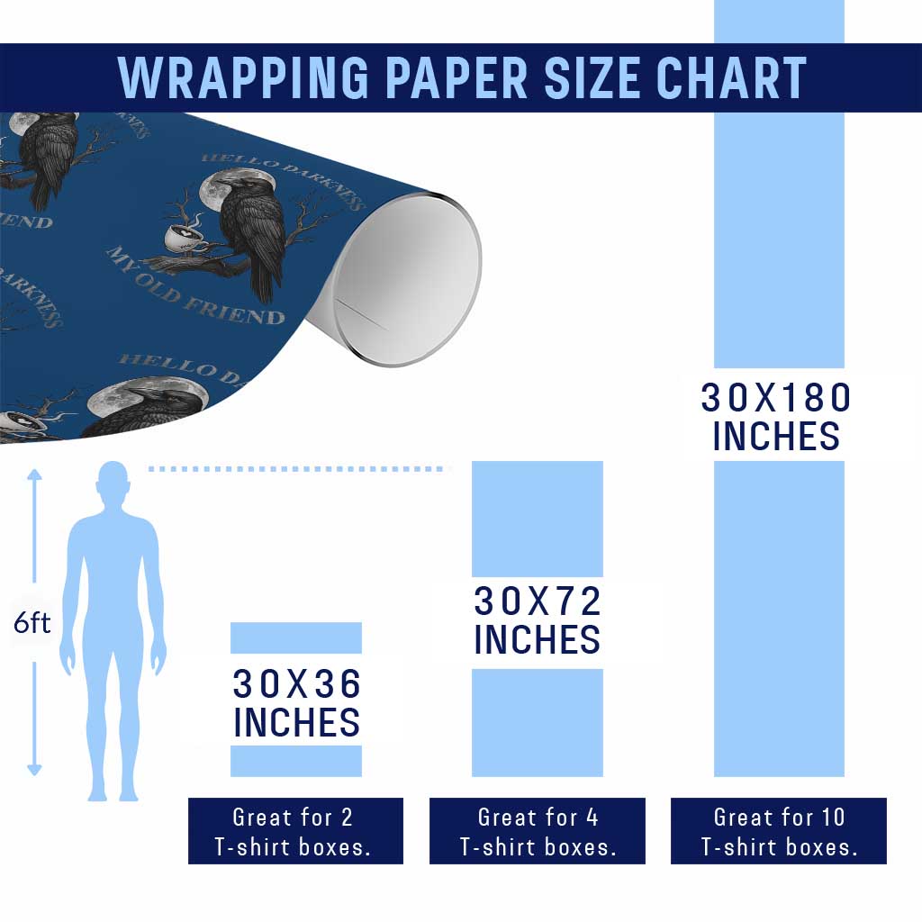 Funny Crow Coffee Wrapping Paper Roll Raven Spooky Halloween Hello Darkness My Old Friend - Wonder Print Shop