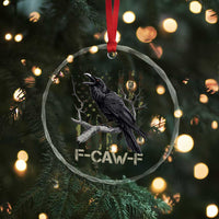 Funny Crow Crystal Glass Ornament F-Caw-F Raven Camo USA Flag Adult Humor - Wonder Print Shop