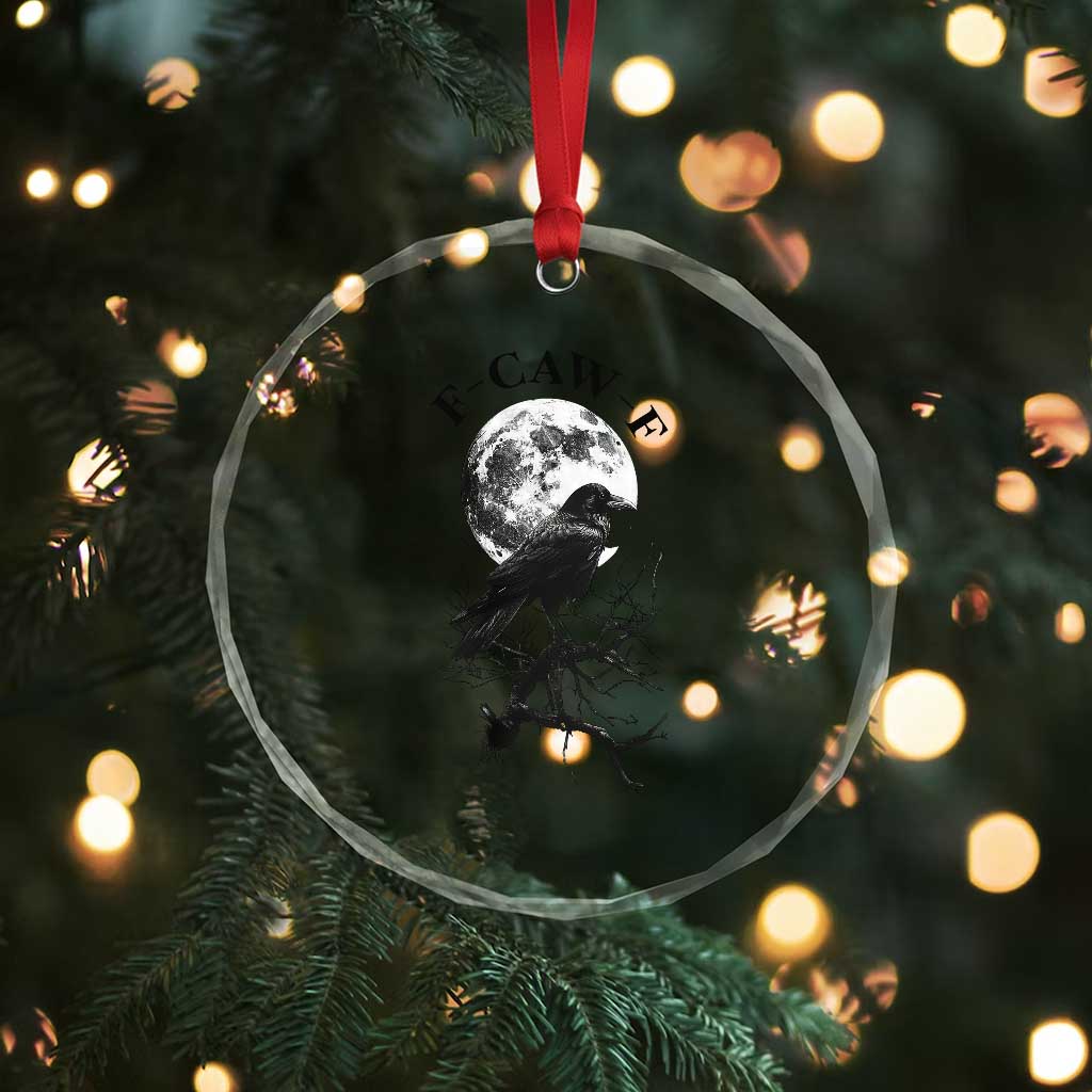 Funny Crow F Caw F Crystal Glass Ornament Gothic Raven and Moon TS02