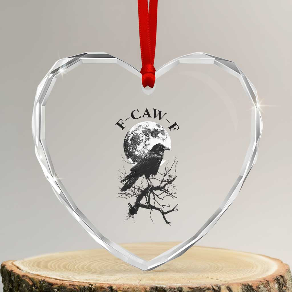 Funny Crow F Caw F Heart Crystal Glass Ornament Gothic Raven and Moon - Wonder Print Shop