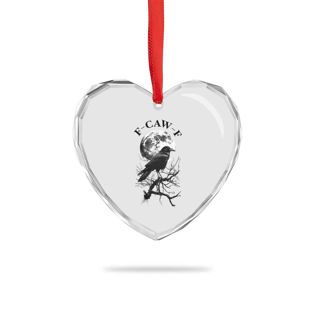 Funny Crow F Caw F Heart Crystal Glass Ornament Gothic Raven and Moon - Wonder Print Shop