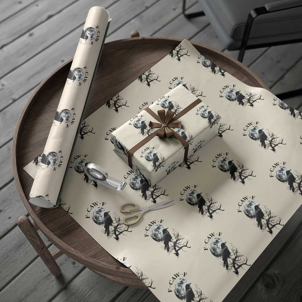 Funny Crow F Caw F Wrapping Paper Roll Gothic Raven and Moon - Wonder Print Shop