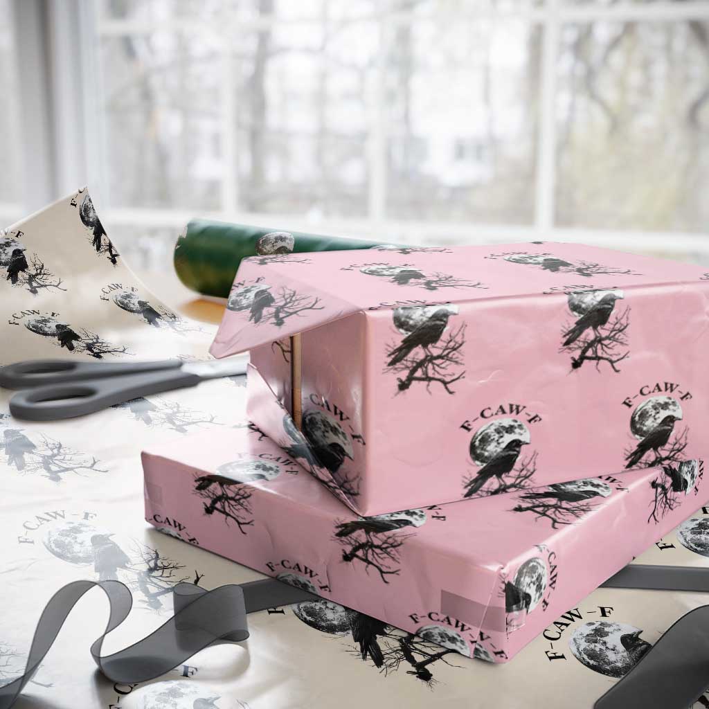 Funny Crow F Caw F Wrapping Paper Roll Gothic Raven and Moon - Wonder Print Shop