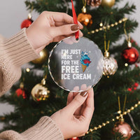 Funny Cruise Crystal Glass Ornament I Am Just Here For The Free Ice Cream - Wonder Print Shop