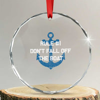 Funny Cruise Crystal Glass Ornament Rule #1 Dont Fall Off The Boat TS10