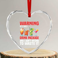 Funny Cruise Ship Heart Crystal Glass Ornament Warning I Bought The Drink Package - Wonder Print Shop