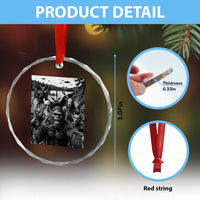 Funny Cryptid Creatures Selfie Crystal Glass Ornament Bigfoot Alien Cryptozoology Fantasy Mythical Monsters