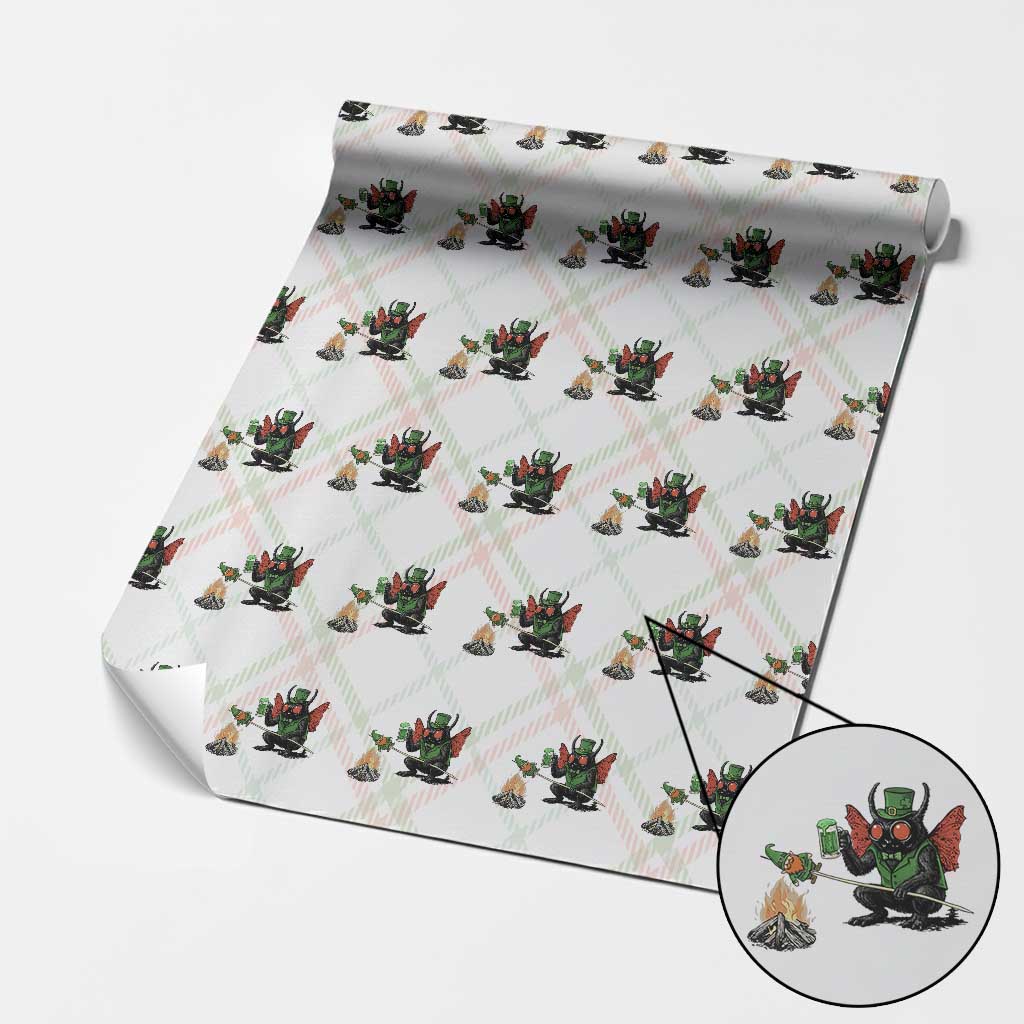 Funny Cryptid Mothman Wrapping Paper Roll St Patricks Day Gift