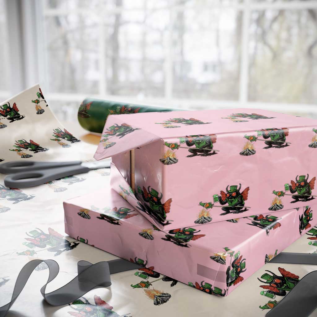 Funny Cryptid Mothman Wrapping Paper Roll St Patricks Day Gift