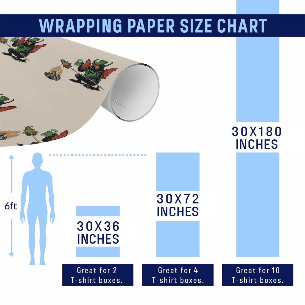 Funny Cryptid Mothman Wrapping Paper Roll St Patricks Day Gift