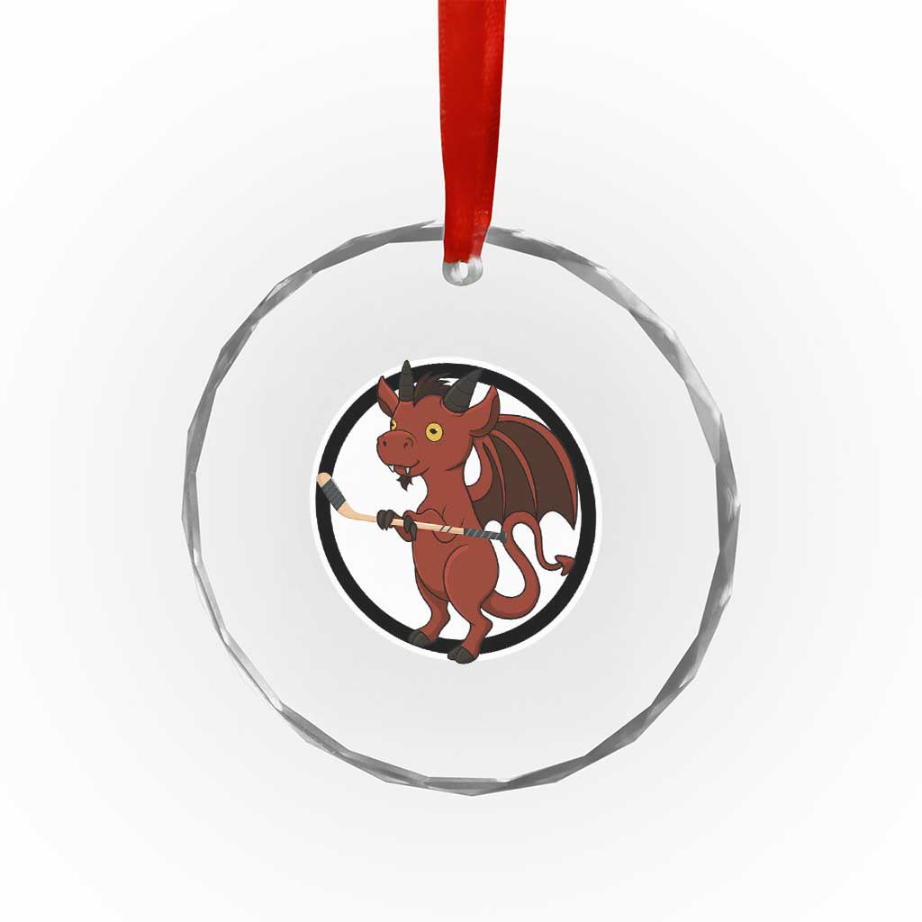 Funny Cryptid Sports Gift Crystal Glass Ornament Jersey Devil Playing Ice Hockey - Wonder Print Shop