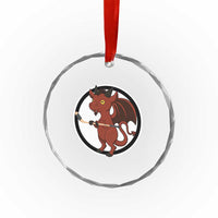 Funny Cryptid Sports Gift Crystal Glass Ornament Jersey Devil Playing Ice Hockey - Wonder Print Shop