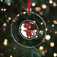 Funny Cryptid Sports Gift Crystal Glass Ornament Jersey Devil Playing Ice Hockey - Wonder Print Shop