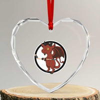 Funny Cryptid Sports Gift Heart Crystal Glass Ornament Jersey Devil Playing Ice Hockey - Wonder Print Shop