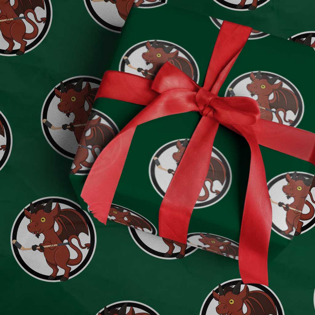 Funny Cryptid Sports Gift Wrapping Paper Roll Jersey Devil Playing Ice Hockey - Wonder Print Shop
