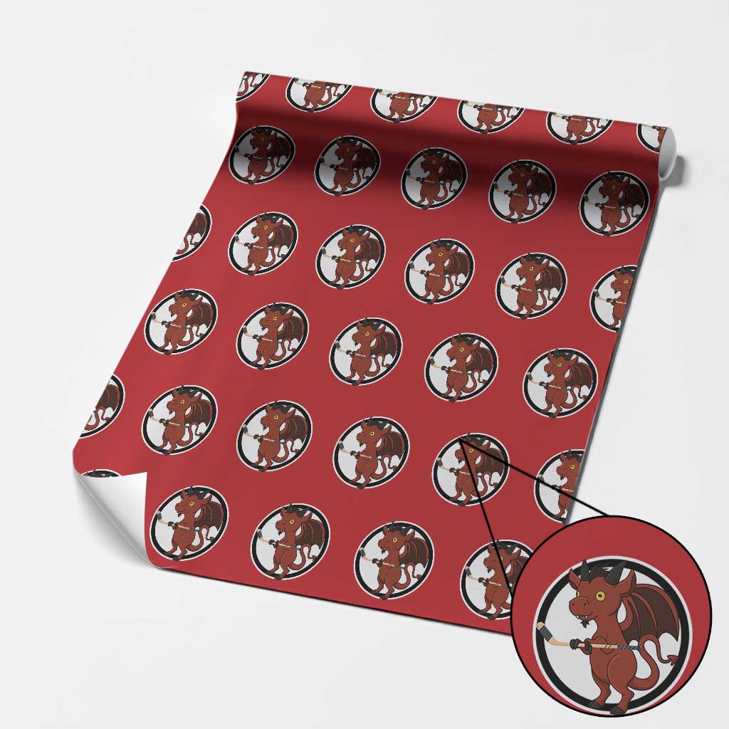 Funny Cryptid Sports Gift Wrapping Paper Roll Jersey Devil Playing Ice Hockey - Wonder Print Shop