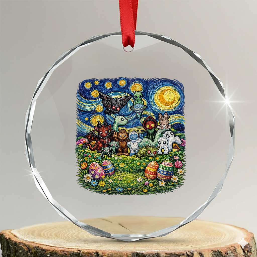 Funny Cryptid Starry Night Easter Crystal Glass Ornament Monster Lover Gift