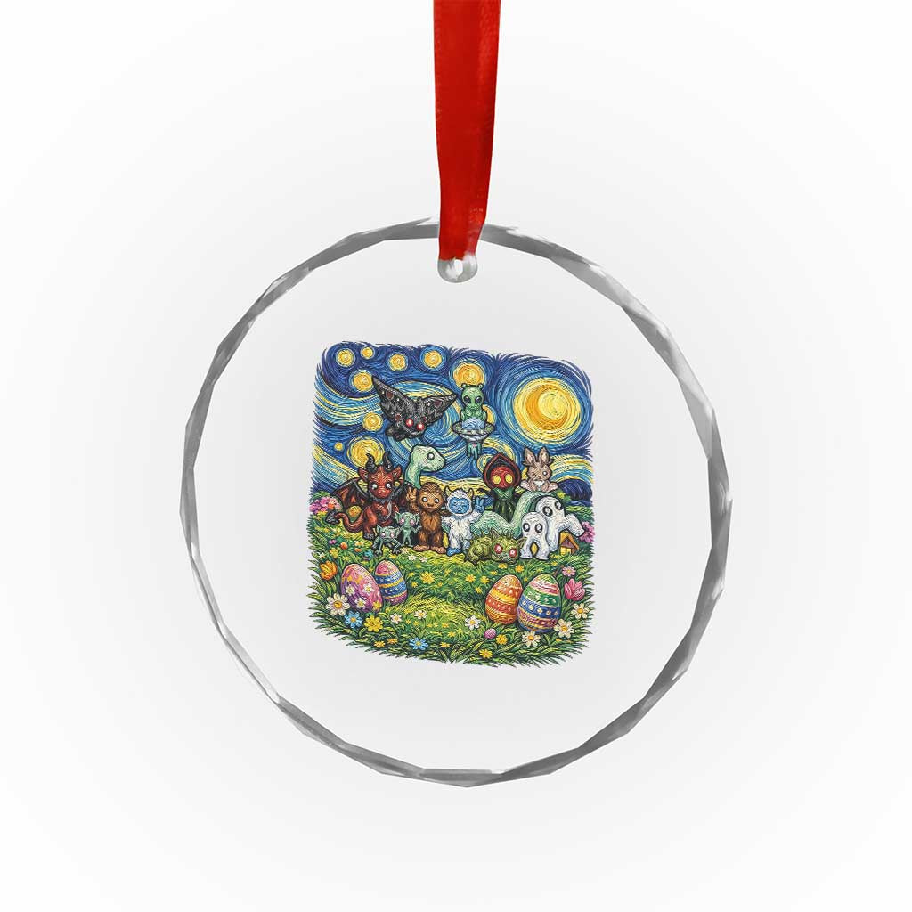 Funny Cryptid Starry Night Easter Crystal Glass Ornament Monster Lover Gift