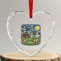 Funny Cryptid Starry Night Easter Heart Crystal Glass Ornament Monster Lover Gift