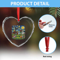 Funny Cryptid Starry Night Easter Heart Crystal Glass Ornament Monster Lover Gift