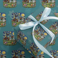 Funny Cryptid Starry Night Easter Wrapping Paper Roll Monster Lover Gift
