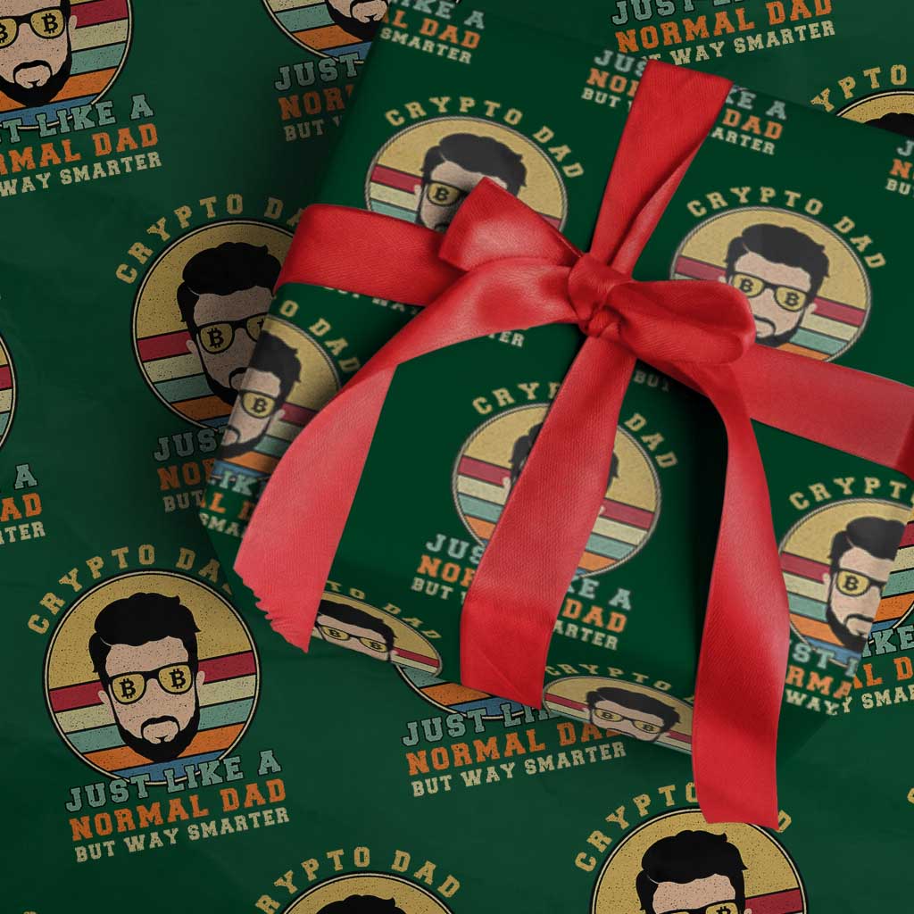 Funny Crypto Dad Wrapping Paper Roll Just Like A Normal Dad But Way Cooler Cryptocurrency Retro - Wonder Print Shop