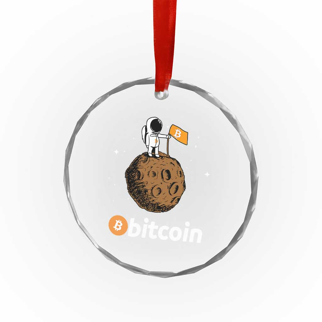 Funny Crypto Investing Crystal Glass Ornament Bitcoin BTC Crypto to the Moon Graphic Featuring Astronaut TS02