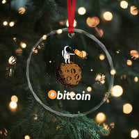 Funny Crypto Investing Crystal Glass Ornament Bitcoin BTC Crypto to the Moon Graphic Featuring Astronaut TS02