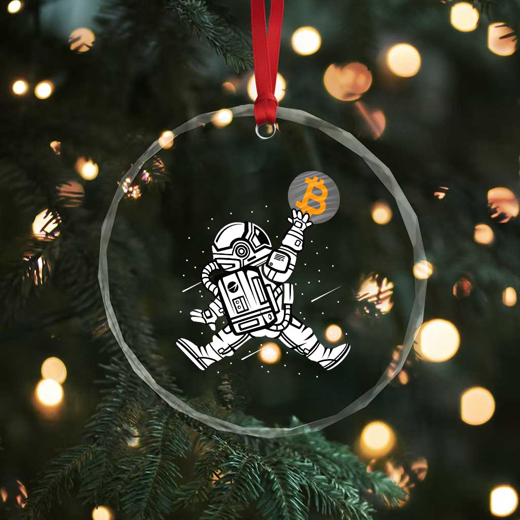 Funny Crypto Investing Crystal Glass Ornament Bitcoin HODL BTC Astronaut Trader TS02