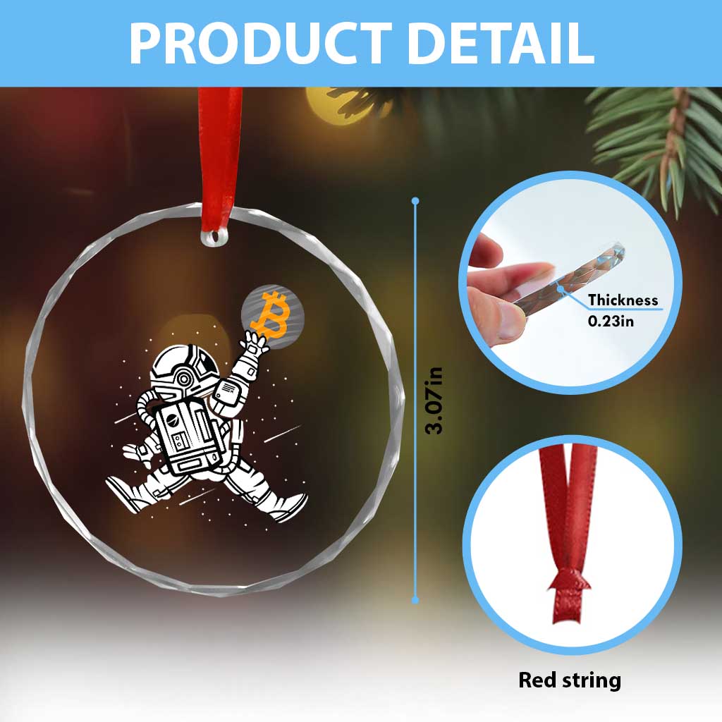 Funny Crypto Investing Crystal Glass Ornament Bitcoin HODL BTC Astronaut Trader TS02