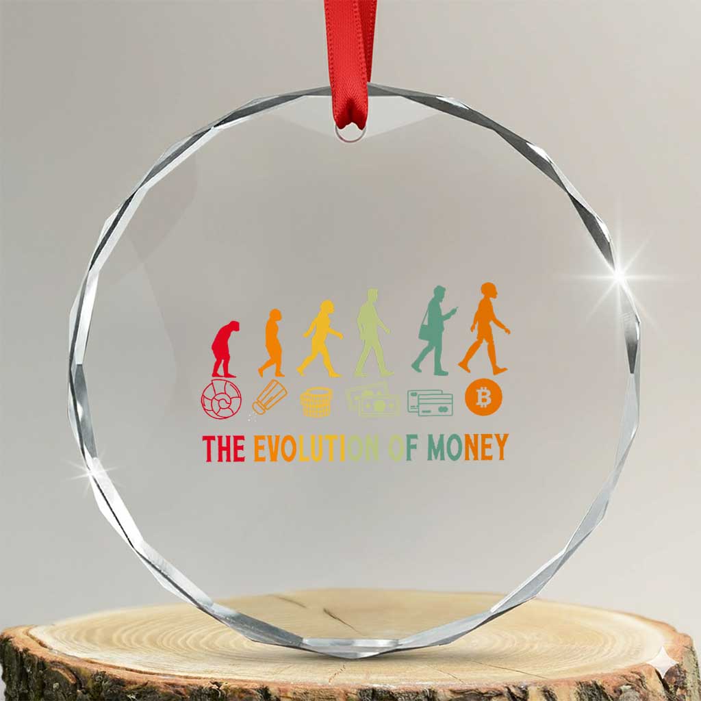 Funny Crypto Investing Crystal Glass Ornament The Evolution Of Money Bitcoin BTC Cryptocurrency TS02