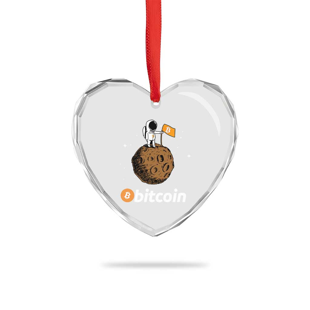 Funny Crypto Investing Heart Crystal Glass Ornament Bitcoin BTC Crypto to the Moon Graphic Featuring Astronaut - Wonder Print Shop