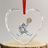 Funny Crypto Investing Heart Crystal Glass Ornament Bitcoin HODL BTC Astronaut Trader - Wonder Print Shop