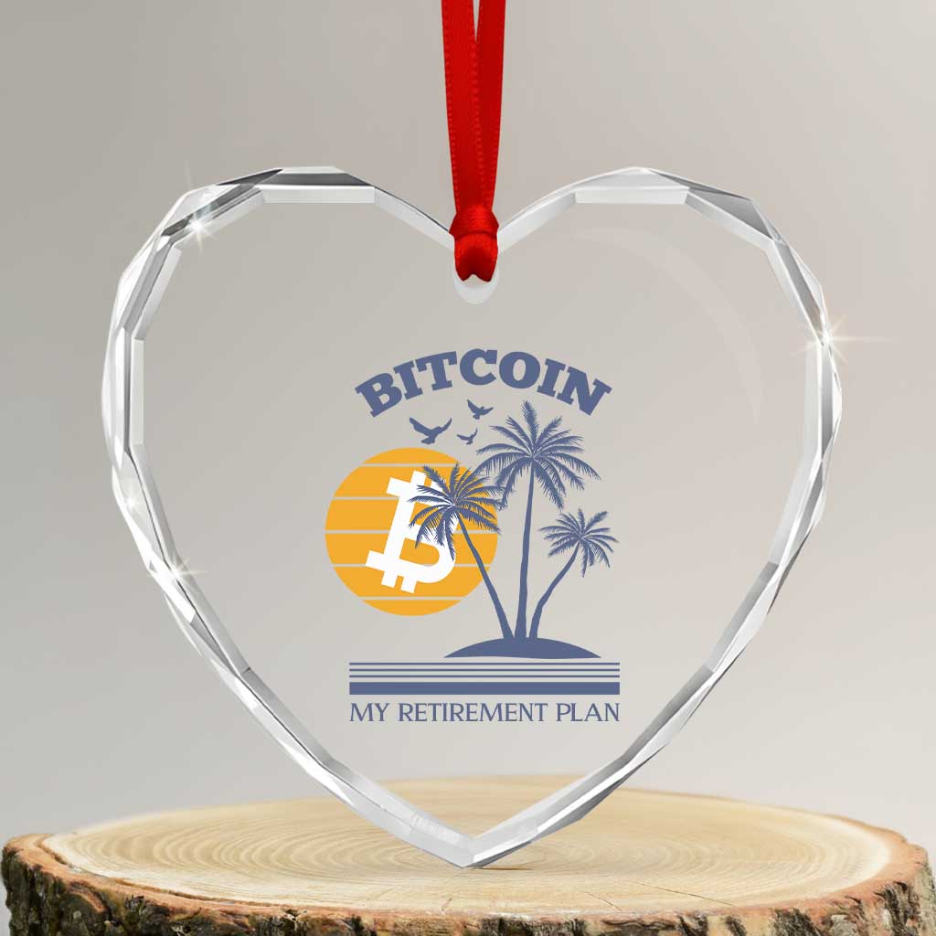 Funny Crypto Investing Heart Crystal Glass Ornament Bitcoin My Retirement Plan - Wonder Print Shop