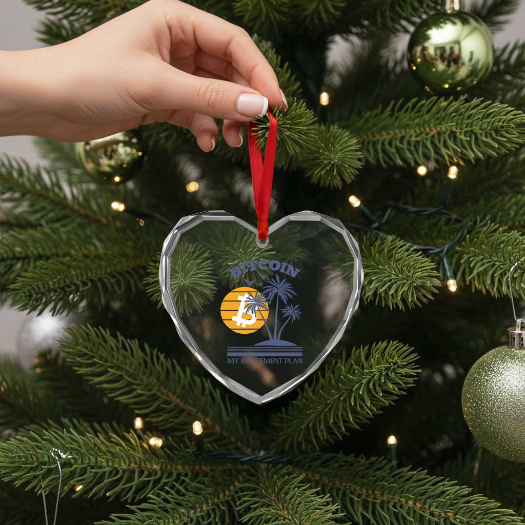 Funny Crypto Investing Heart Crystal Glass Ornament Bitcoin My Retirement Plan - Wonder Print Shop