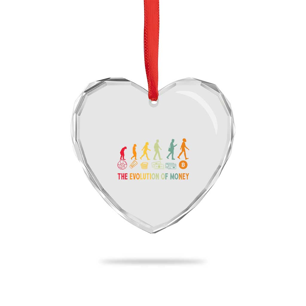 Funny Crypto Investing Heart Crystal Glass Ornament The Evolution Of Money Bitcoin BTC Cryptocurrency - Wonder Print Shop