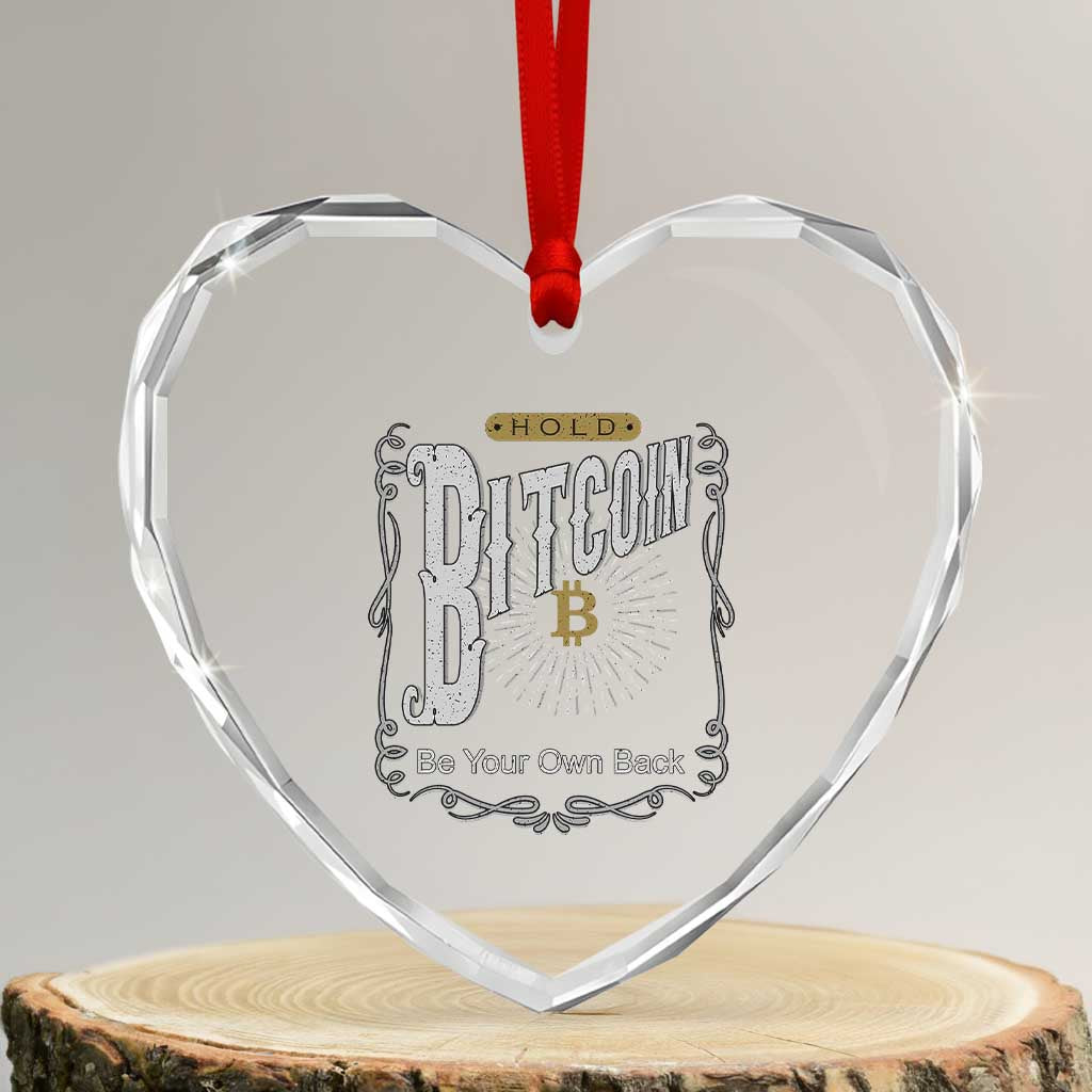 Funny Crypto Investing Heart Crystal Glass Ornament Vintage Bitcoin HODL Be Your Own Bank Cryptocurrency - Wonder Print Shop