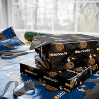 Funny Crypto Investing Wrapping Paper Roll Bitcoin BTC Crypto to the Moon Graphic Featuring Astronaut - Wonder Print Shop
