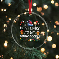 Funny Crystal Glass Ornament Most Likely To Eat Santas Cookies TS10