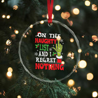 Funny Crystal Glass Ornament On The List Of Naughty And I Regret Nothing Xmas TS10
