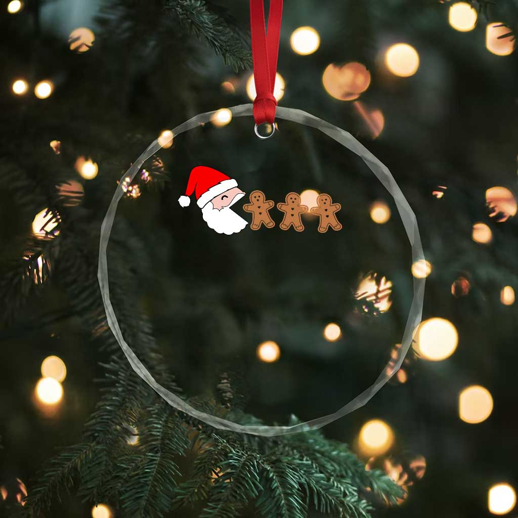 Funny Crystal Glass Ornament Santa Eating Gingerbread Men Gamer Men Women Kids TS10