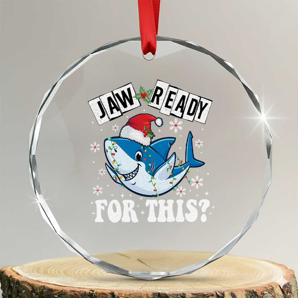 Funny Crystal Glass Ornament Sharkmas Shark Lights Red Santa Hat Jaw Ready For This TS10