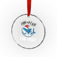 Funny Crystal Glass Ornament Sharkmas Shark Lights Red Santa Hat Jaw Ready For This TS10