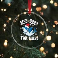 Funny Crystal Glass Ornament Sharkmas Shark Lights Red Santa Hat Jaw Ready For This TS10
