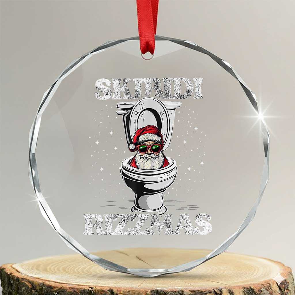 Funny Crystal Glass Ornament Skibidi Rizzmas Rizz Santa Toilet Kid Cool - Wonder Print Shop