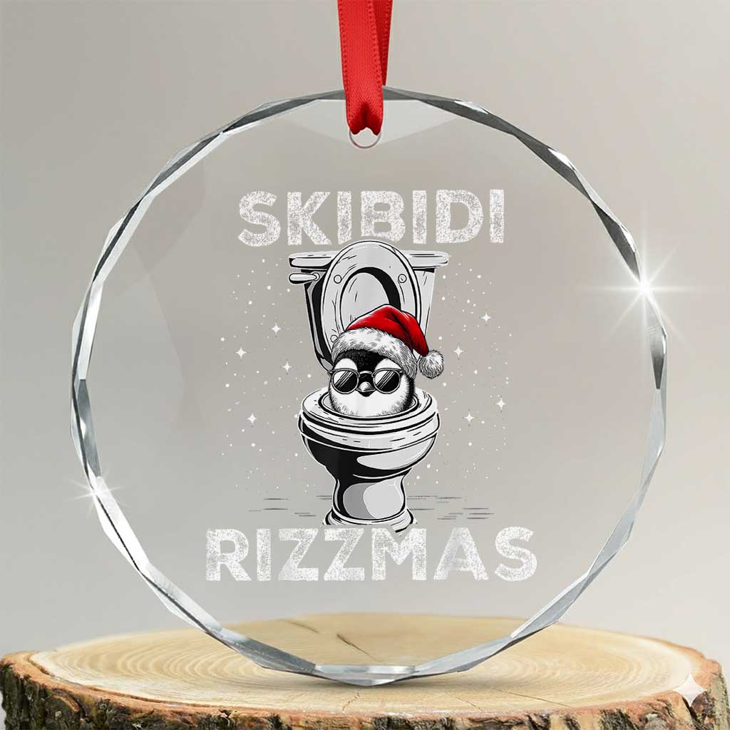 Funny Crystal Glass Ornament Skibidi Rizzmas Rizz Santa Toilet Penguin Kid Cool - Wonder Print Shop
