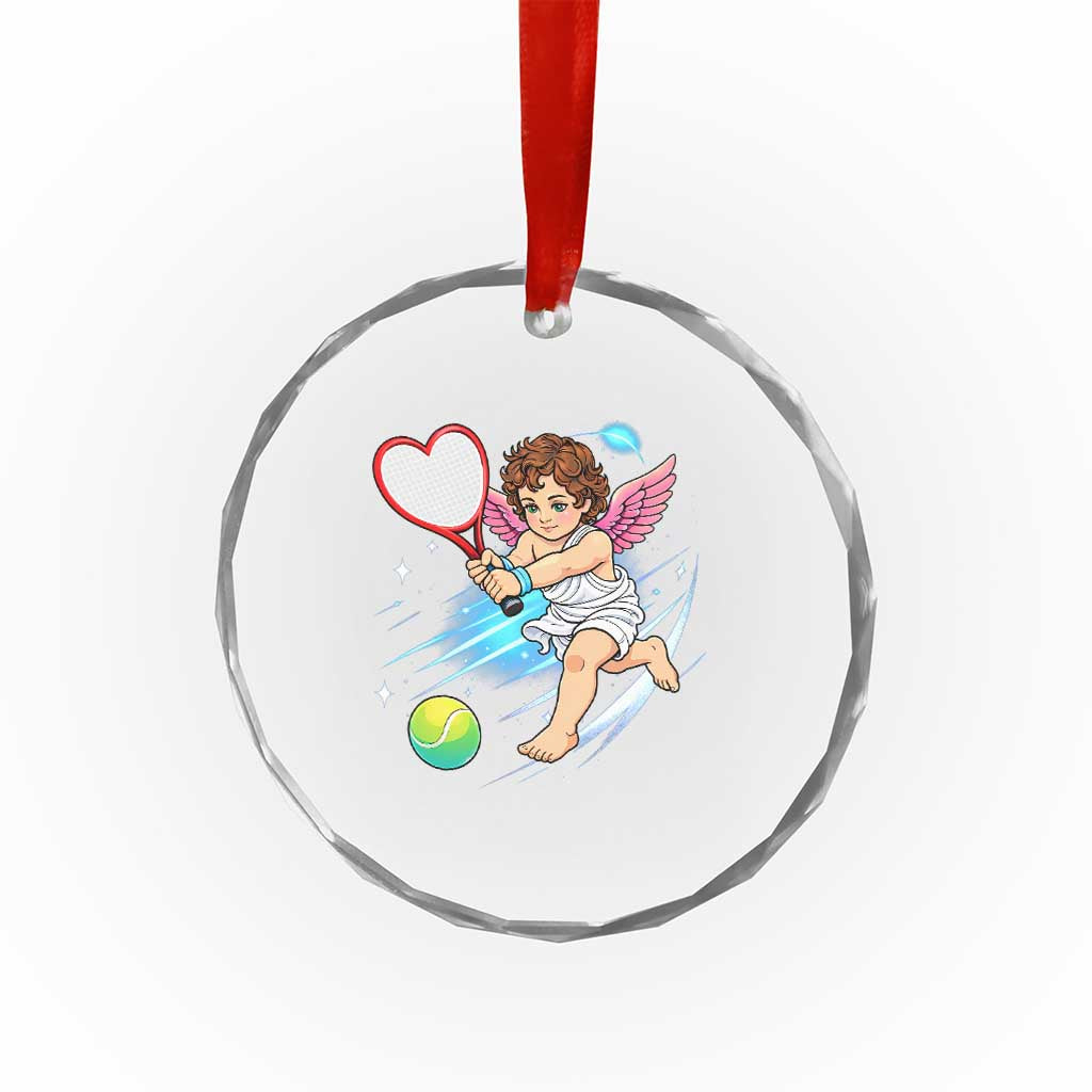 Funny Cupid Tennis Player Crystal Glass Ornament Valentines Day Gift - Wonder Print Shop