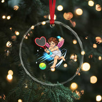 Funny Cupid Tennis Player Crystal Glass Ornament Valentines Day Gift - Wonder Print Shop