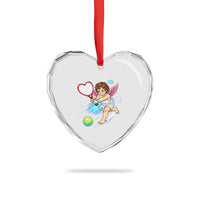 Funny Cupid Tennis Player Heart Crystal Glass Ornament Valentines Day Gift - Wonder Print Shop