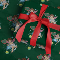 Funny Cupid Tennis Player Wrapping Paper Roll Valentines Day Gift - Wonder Print Shop